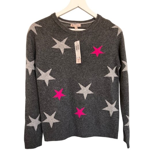 Philosophy Cashmere Heather Charcoal Star Print Sweater - Picture 4 of 6